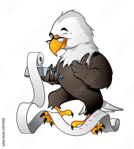 Illustration of eagle bookkeeper with half-moon glasses