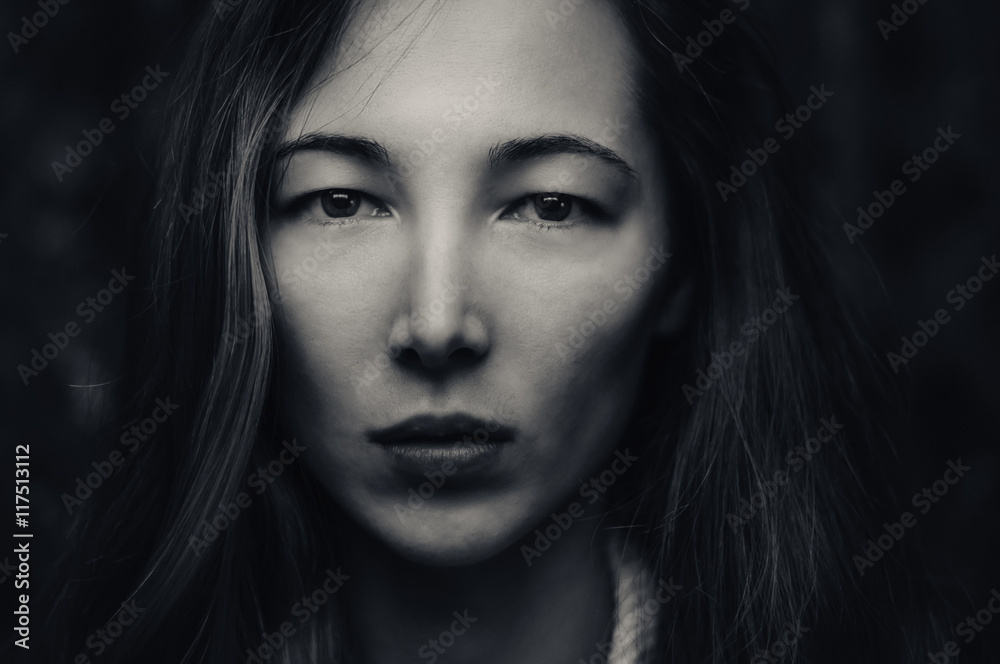 Monochrome portrait of woman
