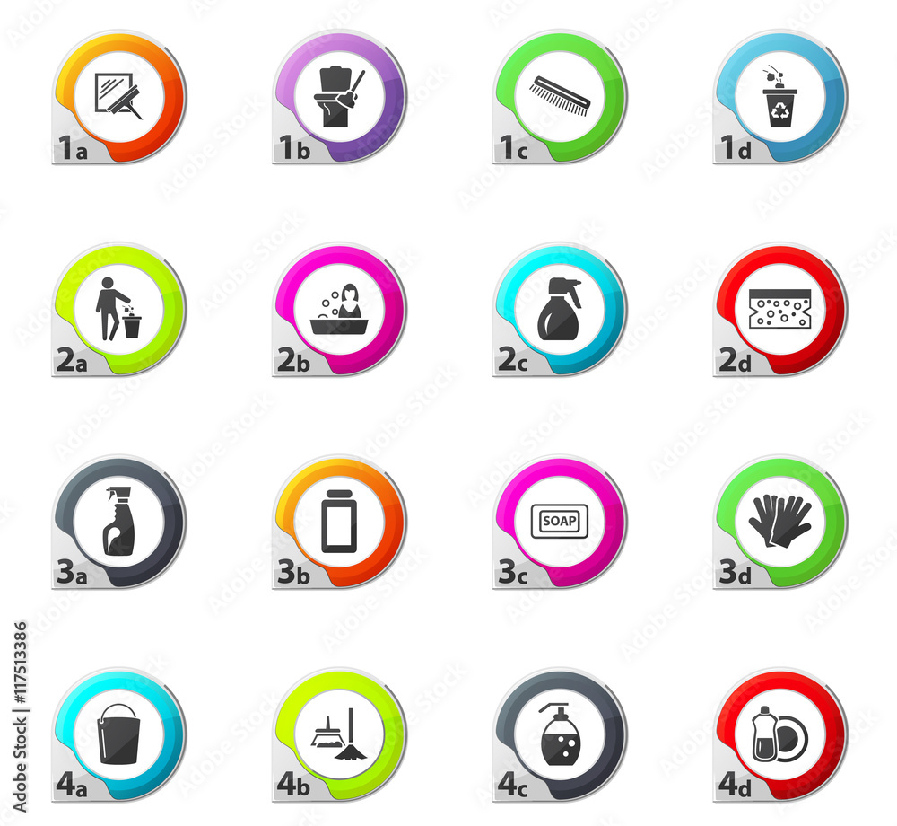 Cleaning company icons set Cleaning company icons set