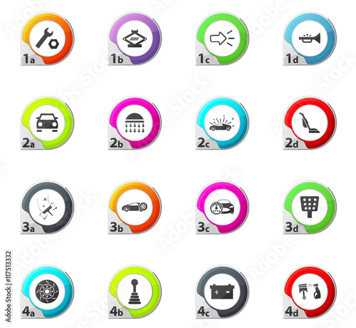 Car shop icons set