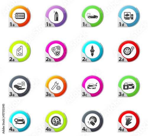 Car shop icons set