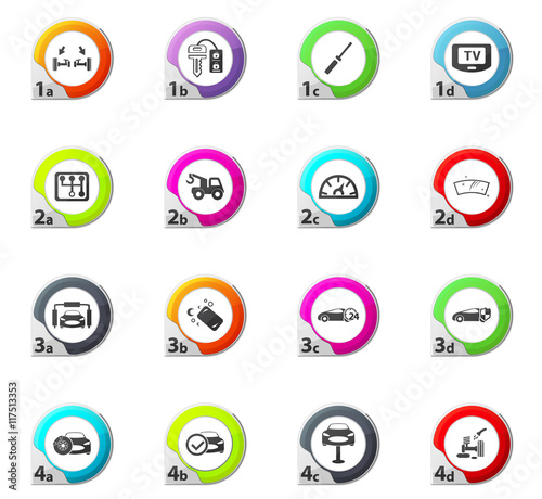 Car shop icons set