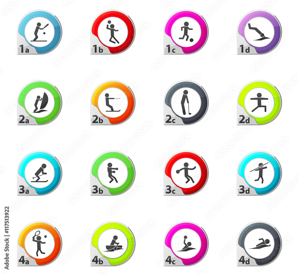 Shapes Sports icons set Shapes Sports icons set