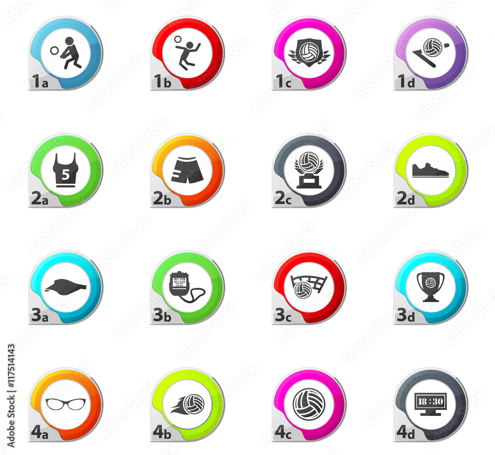 volleyball icons set volleyball icons set