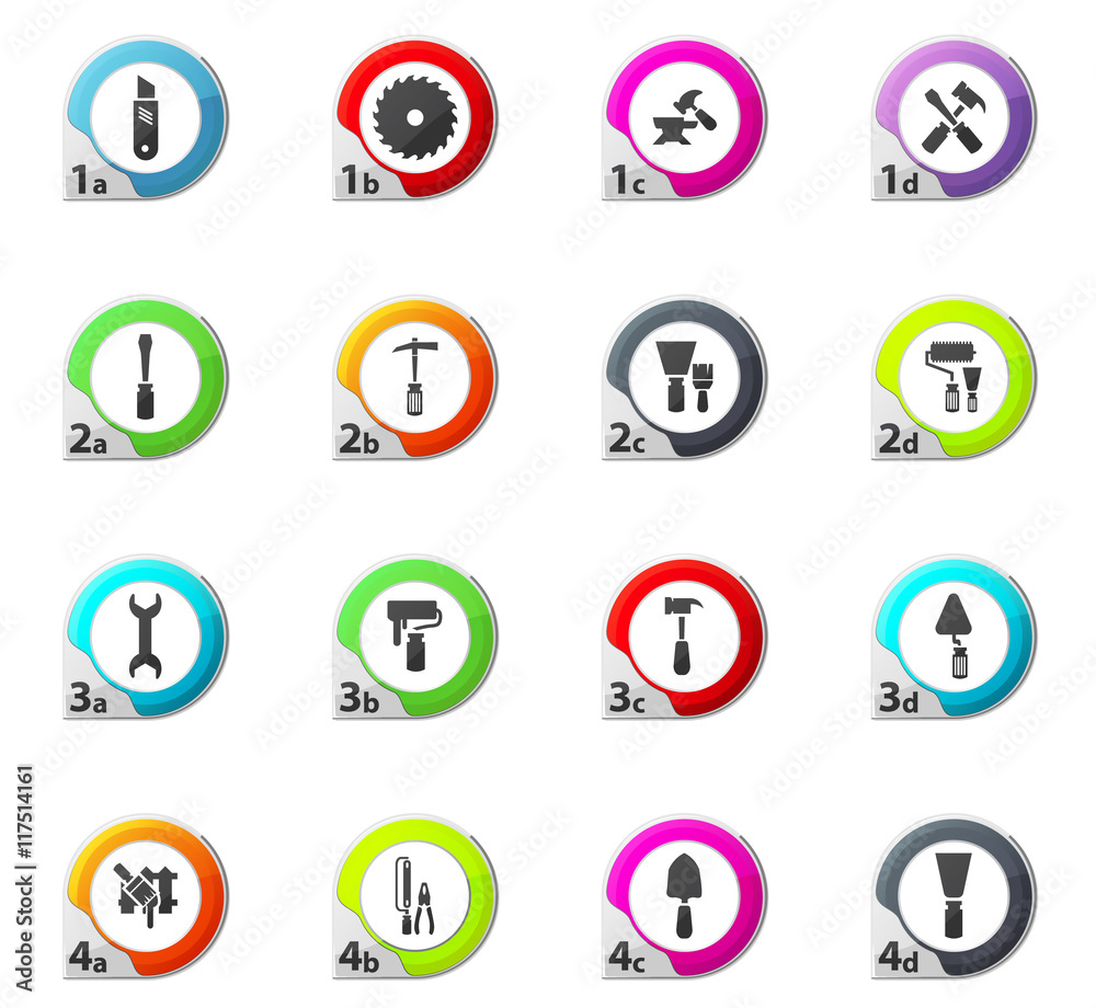 Work tools icons set Work tools icons set