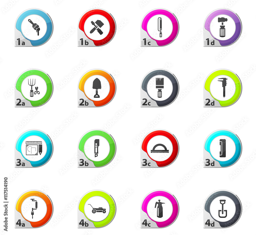 Work tools icons set Work tools icons set