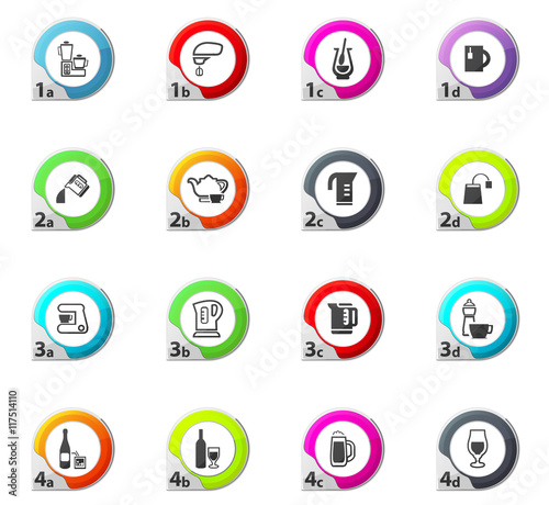 Utensils for the beverages icons set