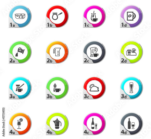 Utensils for the beverages icons set