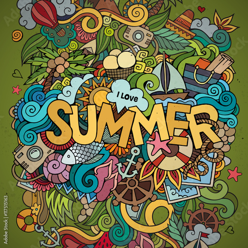 Doodles abstract decorative summer background