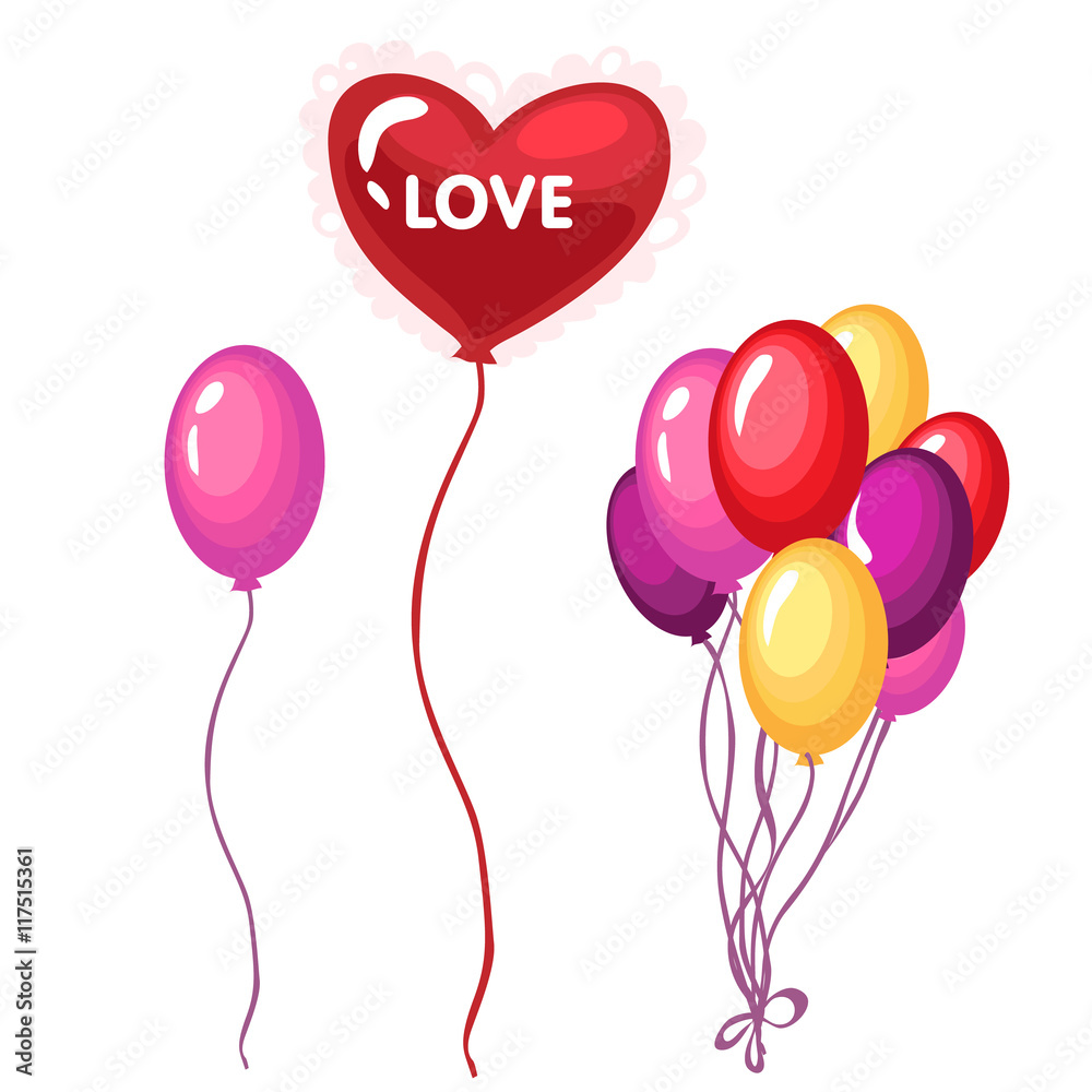 Bouquet of brightly colored balloons on holiday Bouquet of brightly colored balloons on holiday
