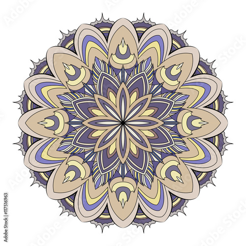 Mandala floral oriental design multicolored hand drawn elements.