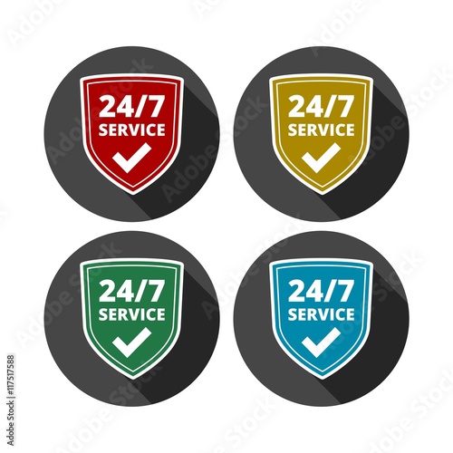 Service and support for customers. 24 hours a day and 7 days a week icon