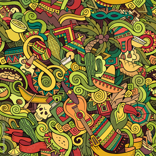 Cartoon hand-drawn Doodles on the subject of Latin America