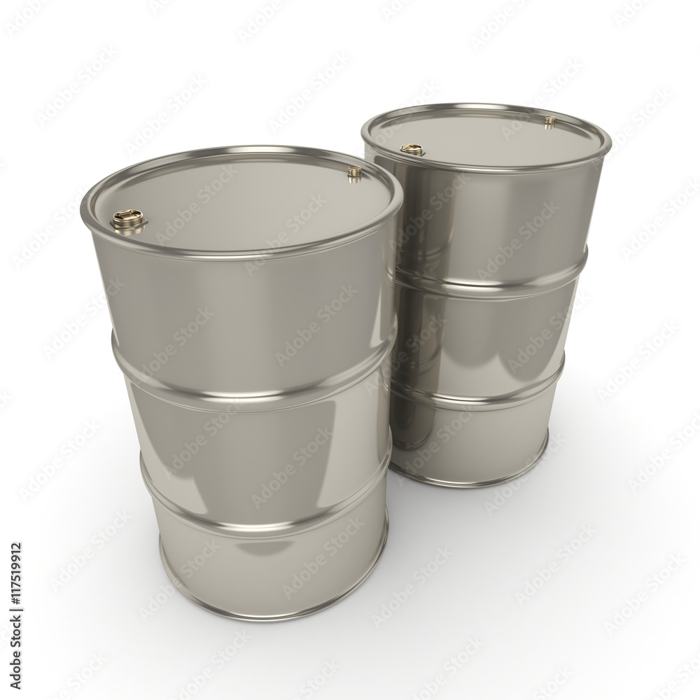 3D rendering Many chrome barrels 3D rendering Many chrome barrels