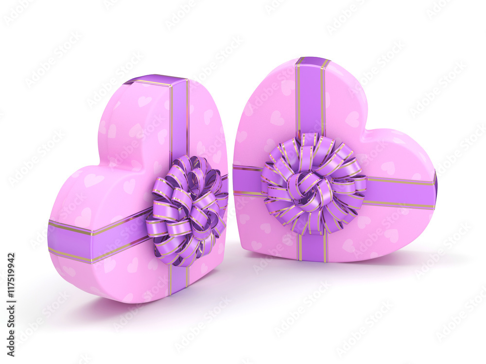 3D rendering Pink boxes heart 3D rendering Pink boxes heart