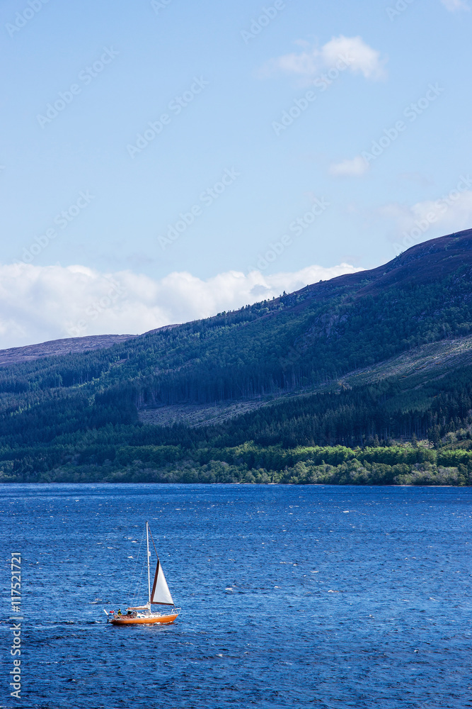 Ship in Loch Ness of Scotland