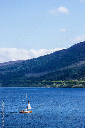 Ship in Loch Ness of Scotland