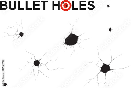 Several different bullet holes Doodle on the white backgrounds