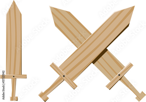 few fun childrens wooden swords for games and training