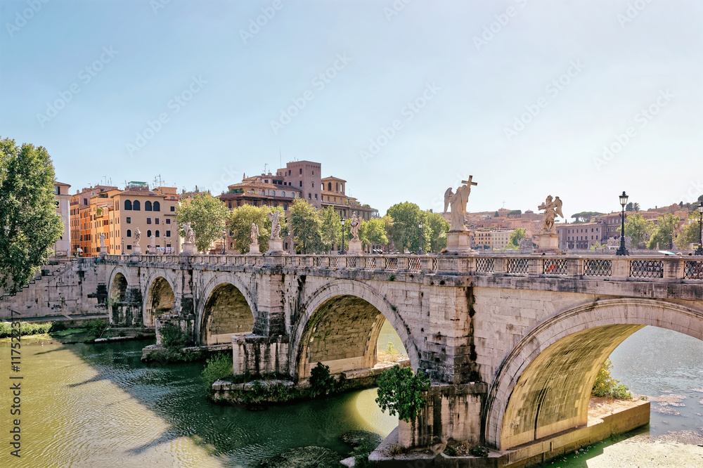 Ponte Sant Angelo Bridge in Rome in Italy