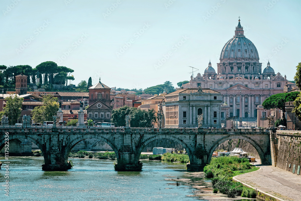 Saint Peter Basilica Dome and Ponte Sant Angelo