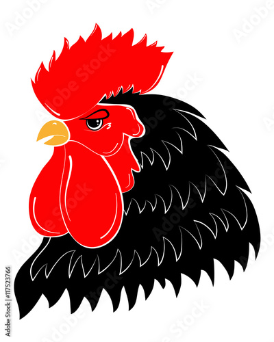 Rooster head. Chinese calendar. Year of rooster 2017. Cock Symbol of New Year 2017. Сute vector illustration. Cock bird farm