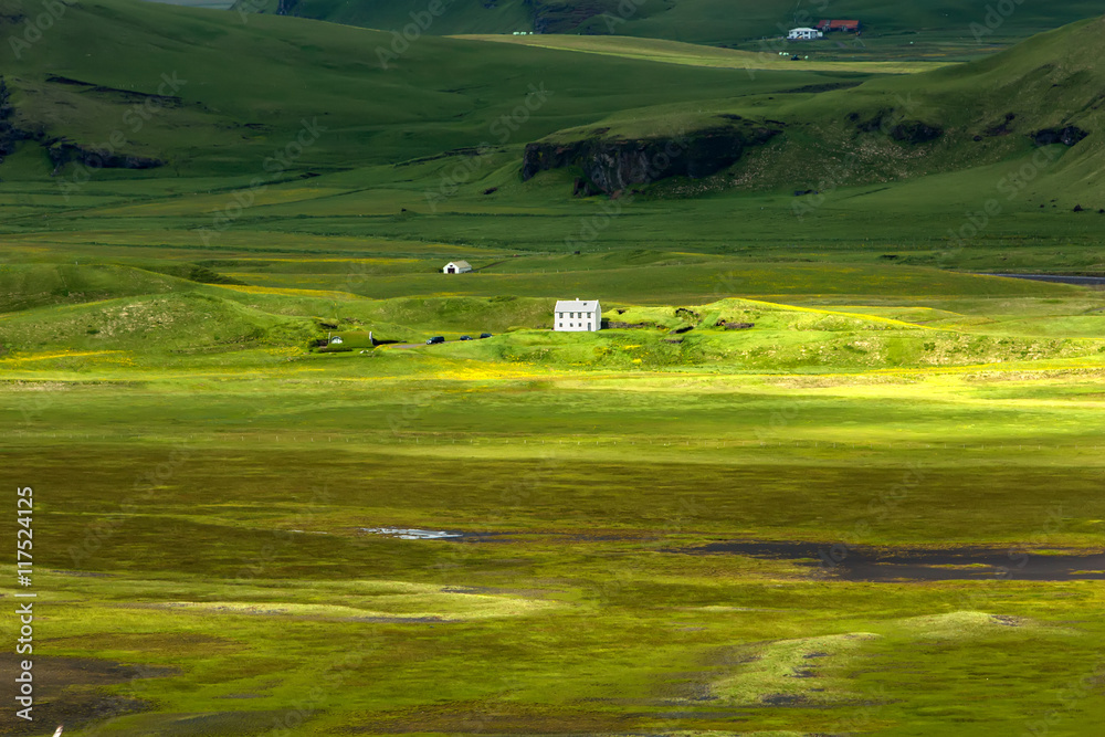 View at Icelandic plains during summertime
