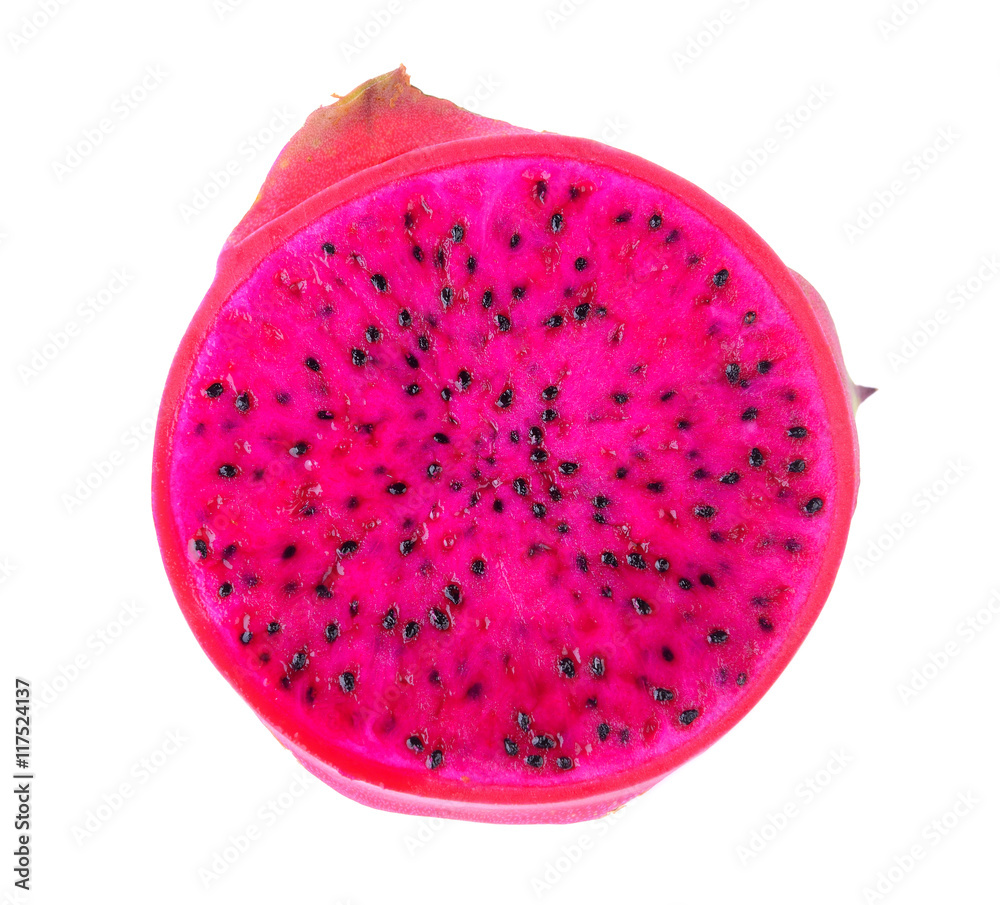 slice of dragon fruit isolated on white background slice of dragon fruit isolated on white background