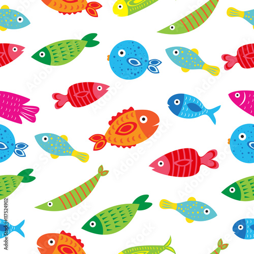 Fish seamless texture, fish, background, wallpaper. Vector illustration