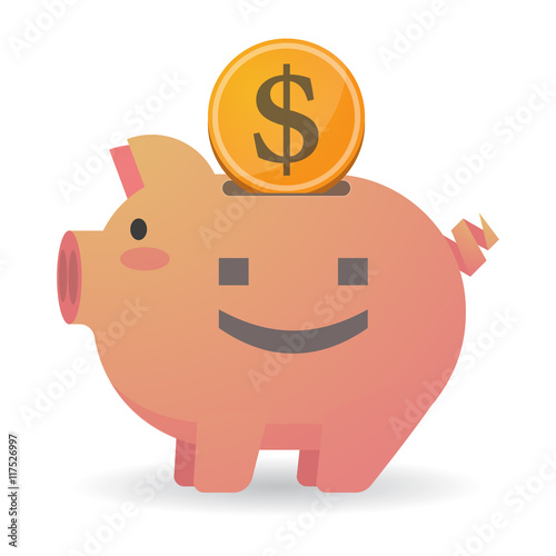 Isolated piggy bank icon with a smile text face