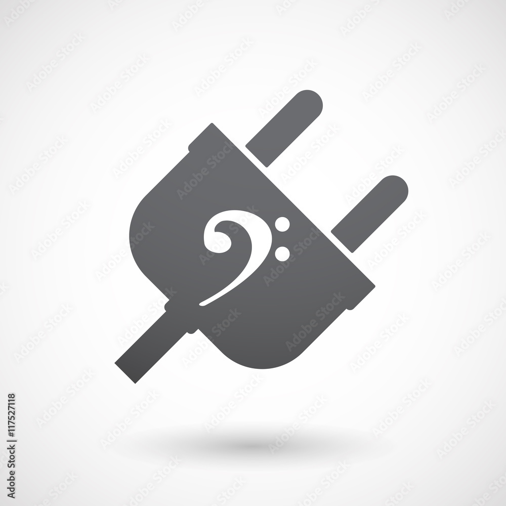 Isolated male plug with an F clef Isolated male plug with an F clef
