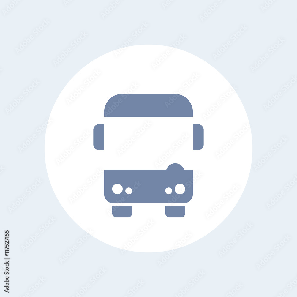 Bus icon isolated on white, front view, vector illustration Bus icon isolated on white, front view, vector illustration