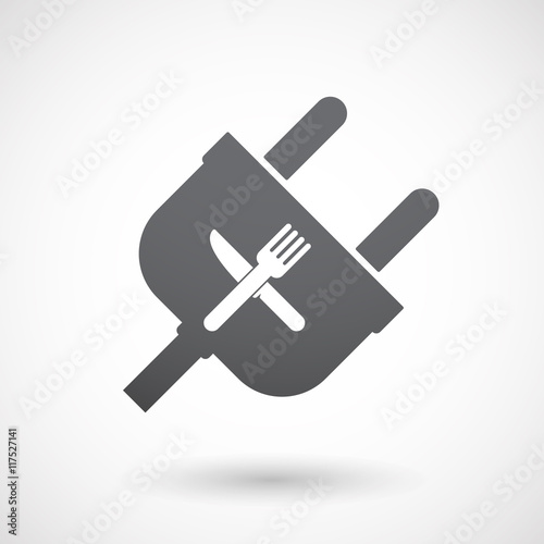 Isolated male plug with a knife and a fork