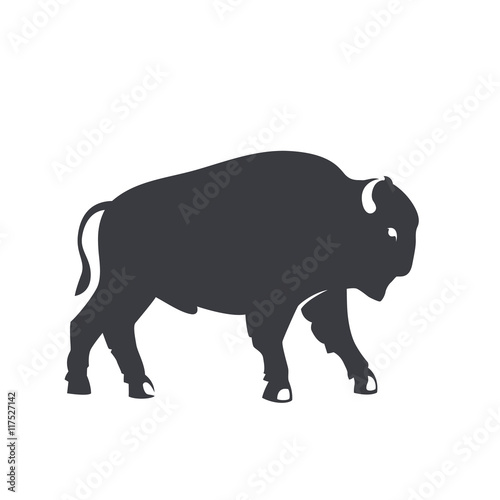 buffalo silhouette, emblem, logo element isolated on white