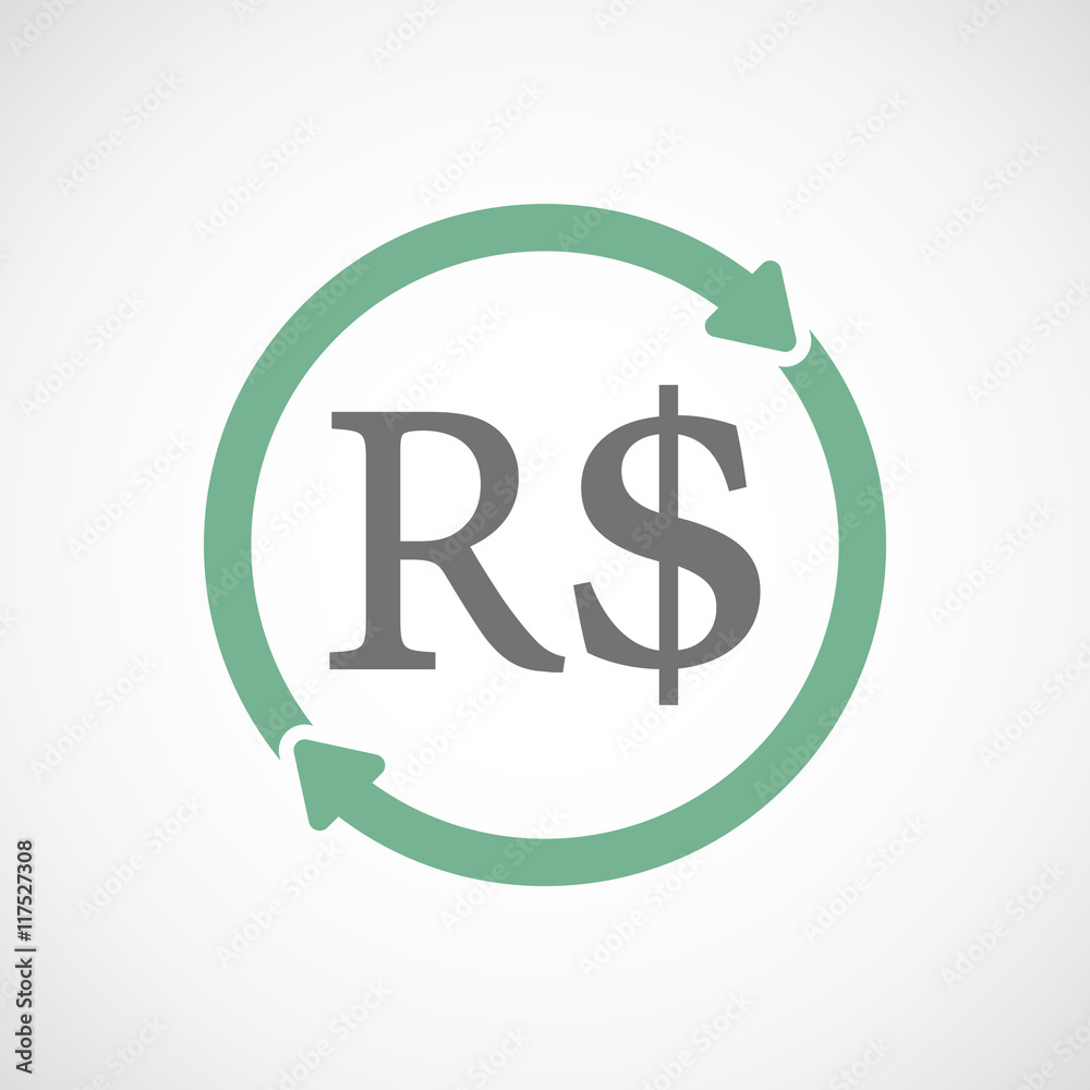 Isolated reuse icon with a brazillian real currency sign