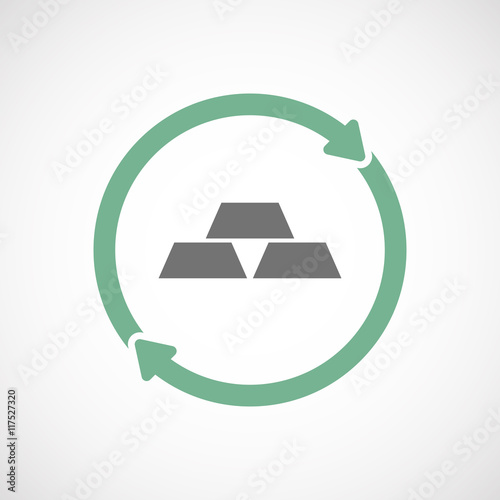 Isolated reuse icon with three gold bullions