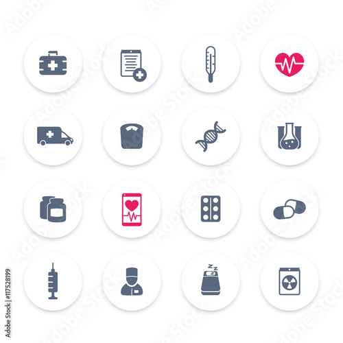 medicine icons, health care, ambulance, hospital, pills, drugs, vaccination
