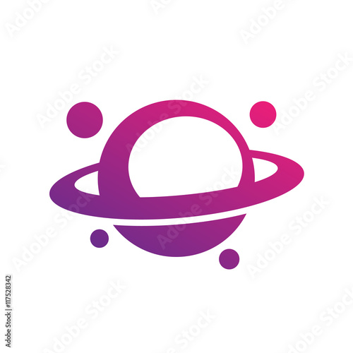 Planet icon, saturn, astronomy, asteroid belt, space symbol on white, vector illustration