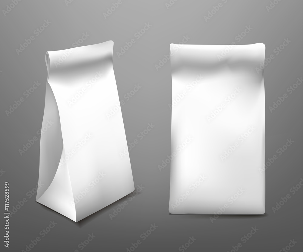 White Paper Food Bag Package For Coffee, Tea, Snacks, Chips, Breakfast ...