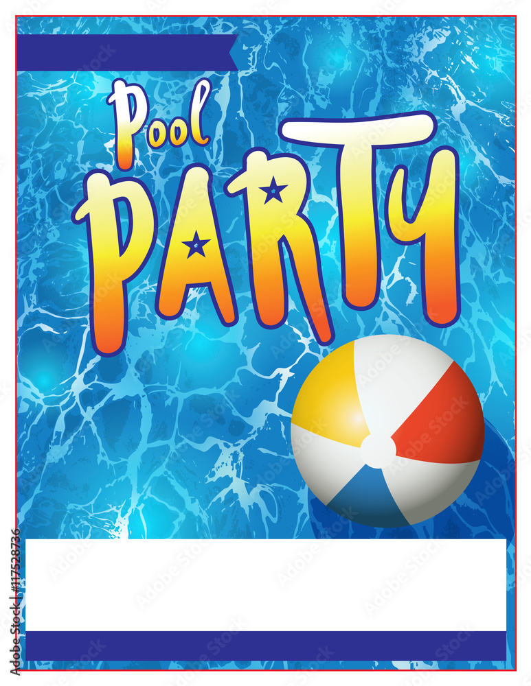 Pool Party Flyer Invitation Illustration - obrazy, fototapety, plakaty 