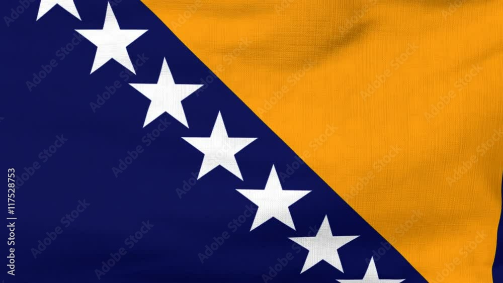 National flag of Bosnia and Herzegovina flying and waving on the wind ...