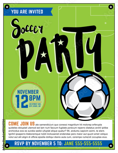Soccer Party Invitation Template Illustration
