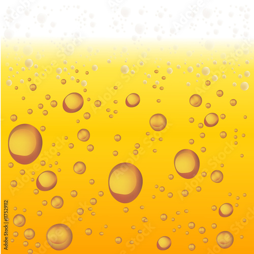 Beer with Foam and Bubbles. Vector Background