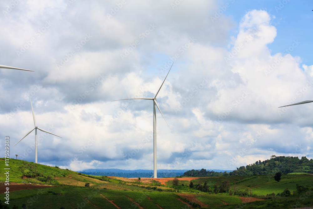 Wind turbines with the clouds and sky Wind turbines with the clouds and sky