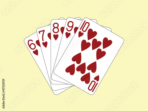 Straight Flush of Hearts vector illustration