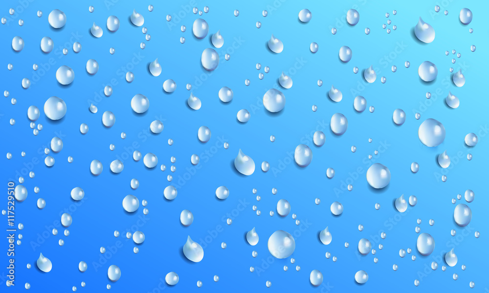 Vector Water Drops On Blue Background