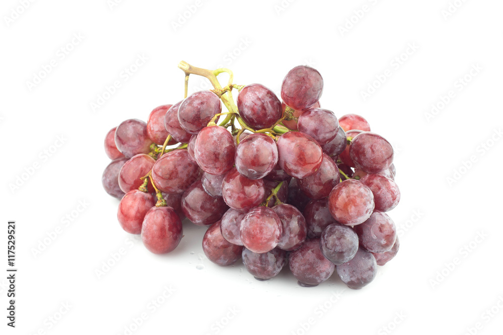 Ripe red grapes isolated on white background,close-up