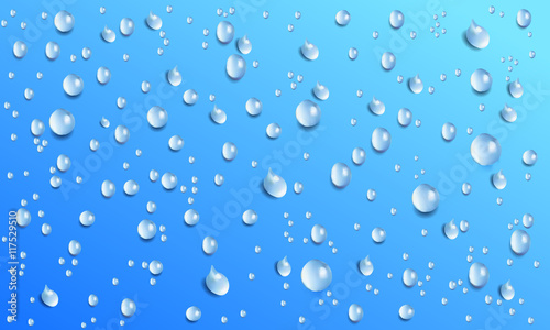 Vector Water Drops On Blue Background