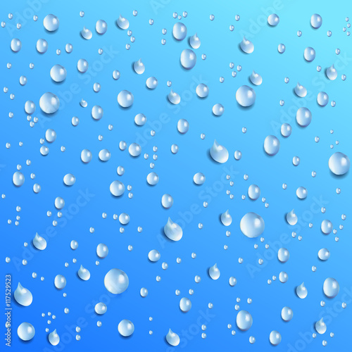 Vector Water Drops On Blue Background