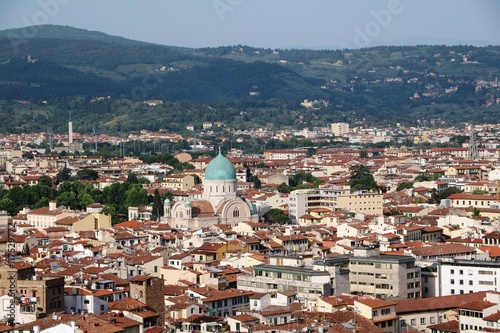 View to Tempio Maggiore Israelitico of Florence from Palazzo Vecchio, Italy 